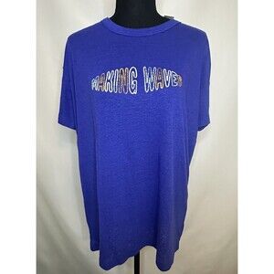 AERIE Making Waves Blue Lightweight Crew Graphic T-Shirt Women's‎ XS NWT